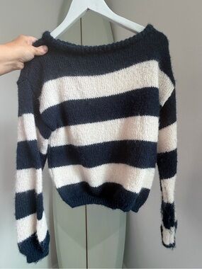 GARAGE Navy and White Sweater